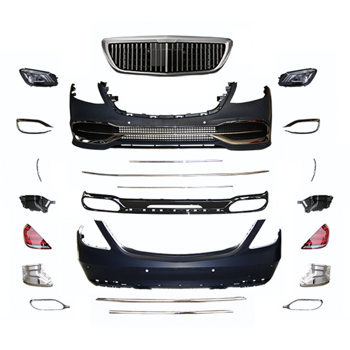 THE BODY KIT FOR W222 2014-2018 UPGRADE TO W222 MAYBACH STYLE WITH HEADLIGHT AND TAILLIGHT