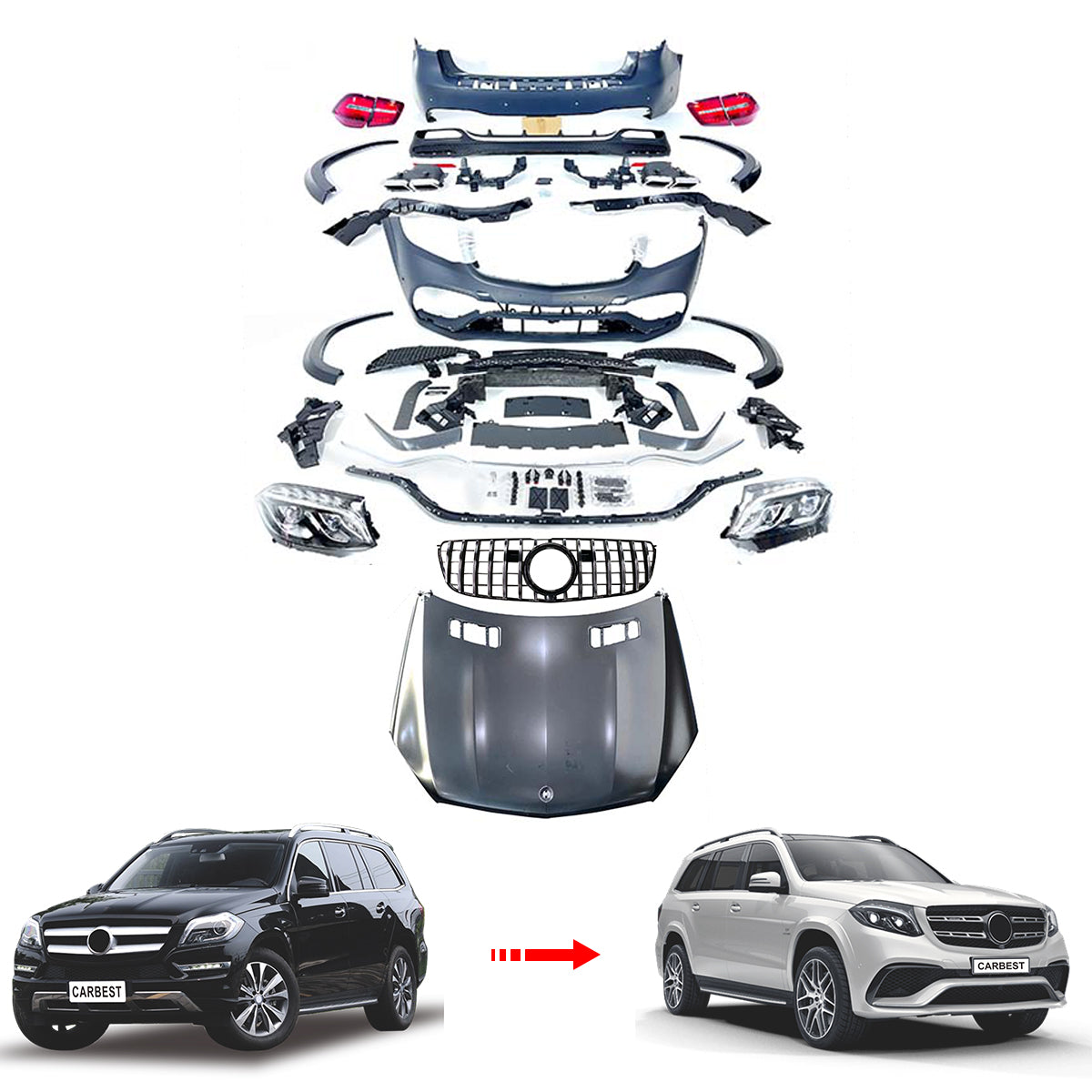 BODY KIT FOR GL-CLASS X166 2013-2014 UPGRADE TO GLS63 AMG 2015-2020