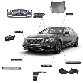 THE BODY KIT FOR MERCEDES W221 06-12 UPGRADE TO W222 2018 MAYBACH STYLE